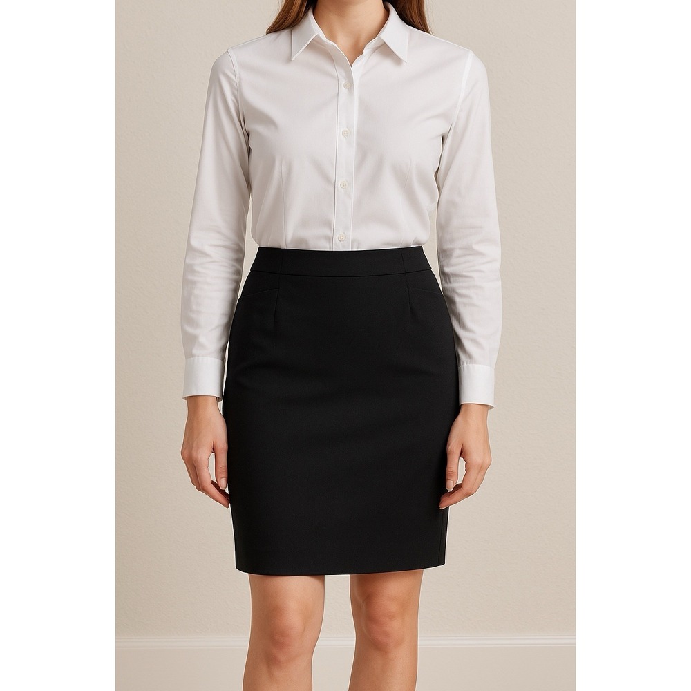 Express Design Studio Black Pencil Skirt Career Office Button Back Size 12‎